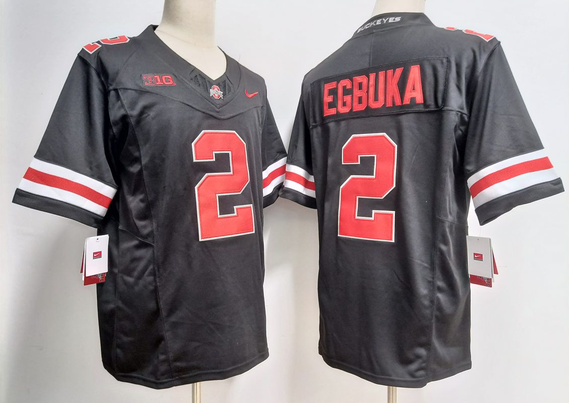 Men Ohio State Buckeyes #2 Egbuka Black Nike 2025 NCAA Jersey style 1->ncaa teams->NCAA Jersey